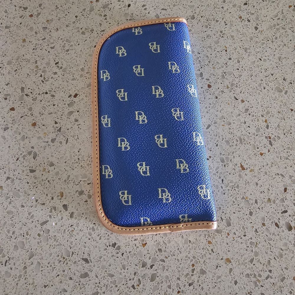Dooney & Bourke Blue and Tan Logo Wallet